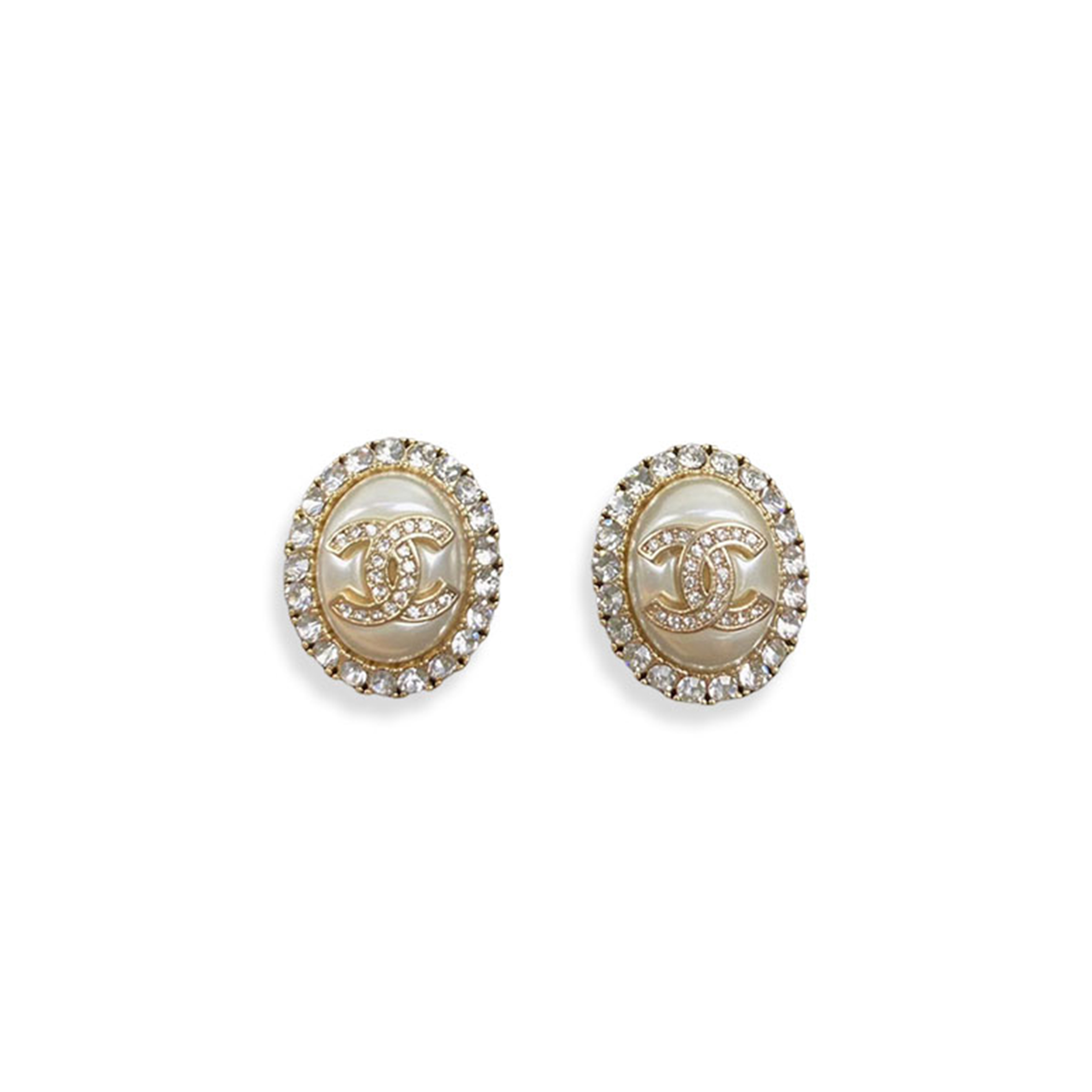 Ch**el cc crystal resin gold tone clip on earrings